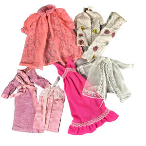 Barbie Fashion Doll Vtg Clothes Nightgown Pajamas PJs Robe Negligee Lot of 7 pcs